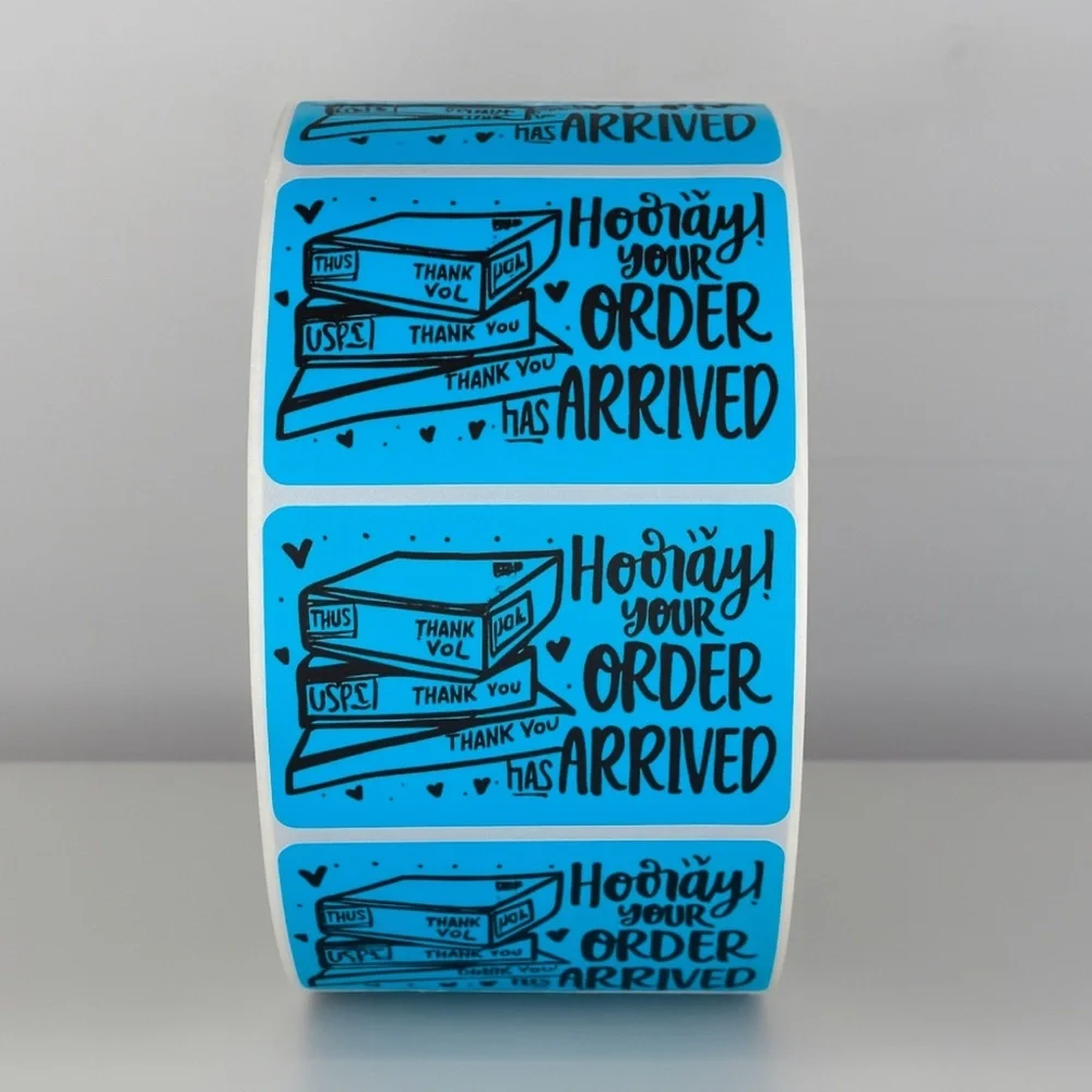Hooray Your Order Has Arrived Stickers | Yellow Cute Packaging Labels